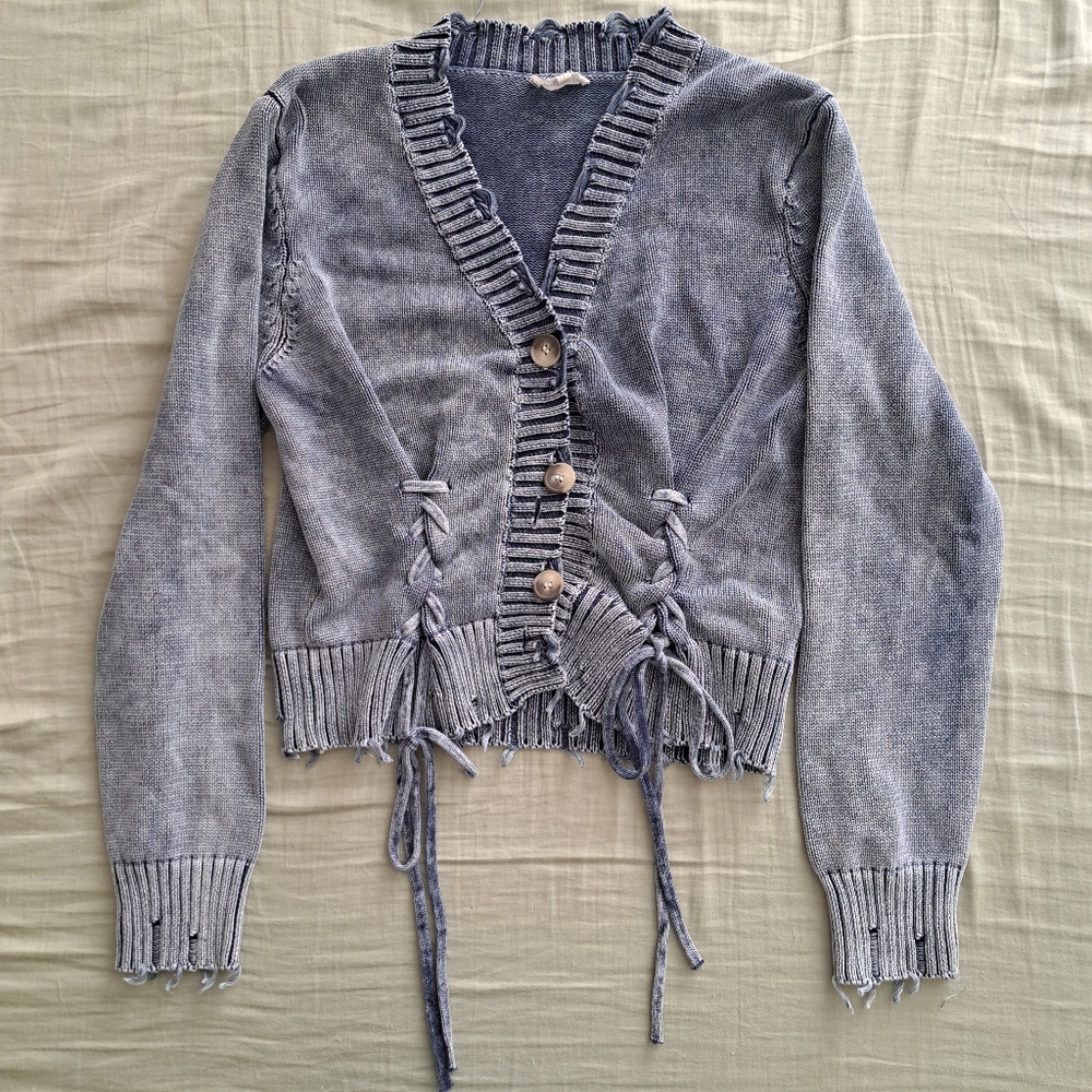 Mystree Modern Boho Faded Blue Cardigan Size Large